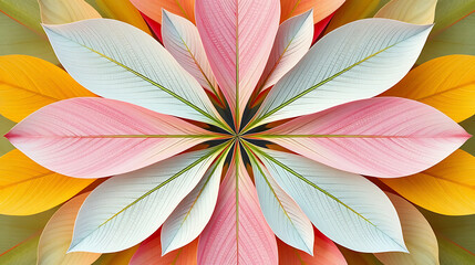 Pastel Paper Leaves Abstract Floral Symmetry
