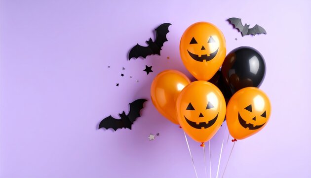Abstract black and white vector background with spooky Halloween pumpkin and bat illustrations, perfect for a scary October night party