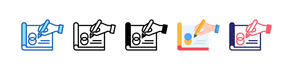 Sketchbook Multiple Style Icon Set Collection.  