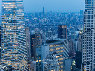 new york city skyline in blue 