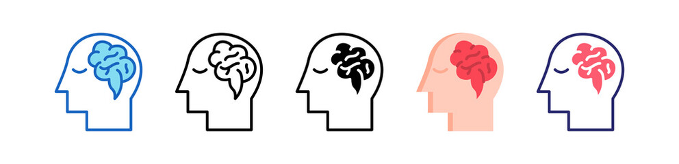 Brain Multiple Style Icon Set Collection.  