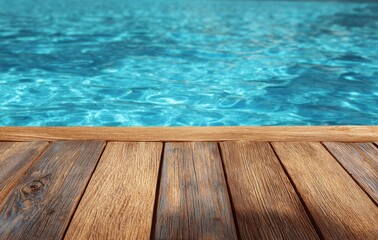 Wooden board backdrop by pool