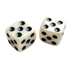 Two Dices with black dots on isolated transparent cutout PNG Background