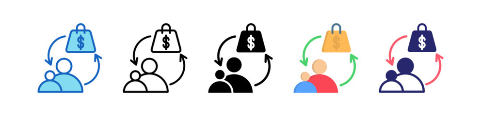 Online Business Multiple Style Icon Set Collection.  