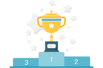 trophy on podium