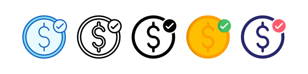 Dollar Symbol Multiple Style Icon Set Collection.  