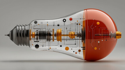 Futuristic Lightbulb With Mechanical Components Exposed
