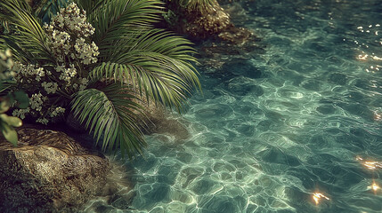 Tranquil Tropical Waters with Lush Greenery