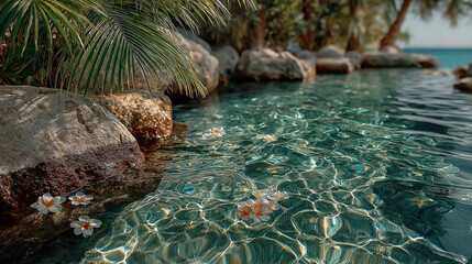 Tropical Oasis with Crystal Clear Water Scene