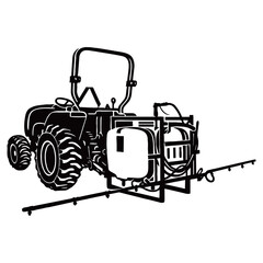 Silhouette image of a Tractor Sprayer on a white background