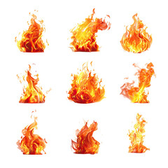 Fiery Collection: Twelve Realistic Flame Illustrations for Design Projects