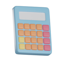Education 3D icon illustration, Colorful toy calculator with buttons.