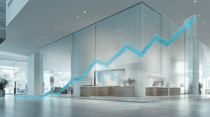 Business growth graph in modern office space professional environment clear view of progress