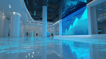 Dynamic data visualization graphs in modern office space high-tech environment digital insights