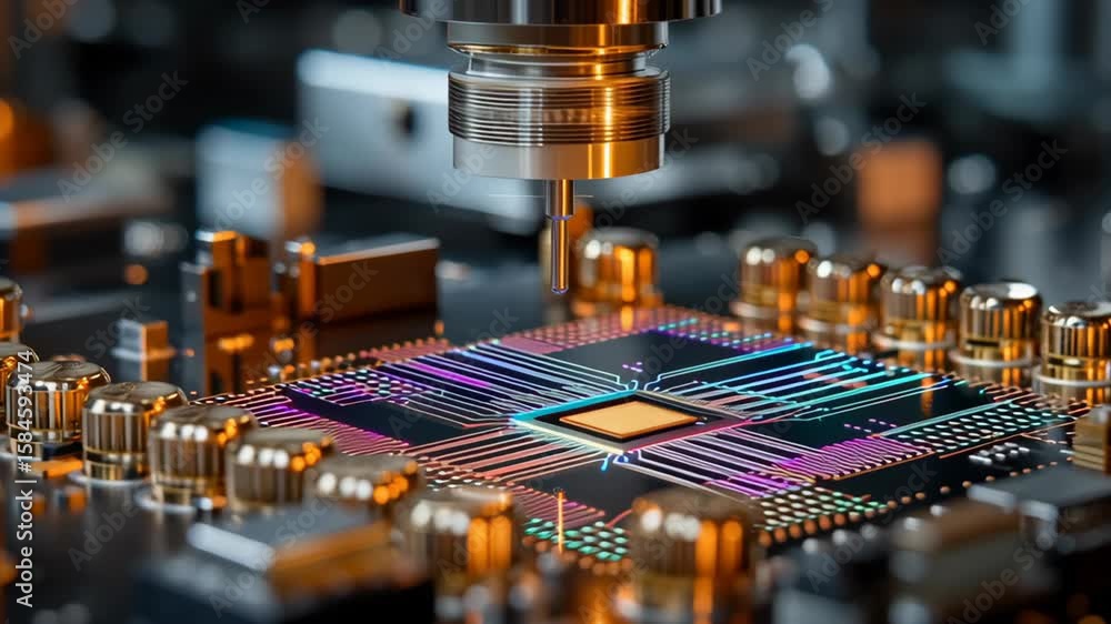 Aufkleber precision close up of nanoscale chip in circuit board showcasing advanced technology and intricate e