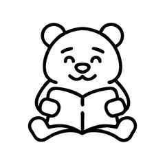 Cute bear reading a bedtime story with a happy expression  