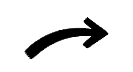 A bold black arrow points to the right, isolated on transparent background, indicating direction and guidance