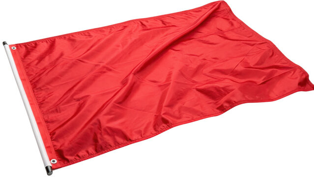 Vibrant red flag gently drapes, showcasing its smooth fabric and bright color, symbolizing various meanings and emotions