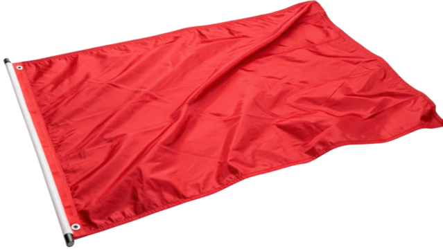 Vibrant red flag gently drapes, showcasing its smooth fabric and bright color, symbolizing various meanings and emotions