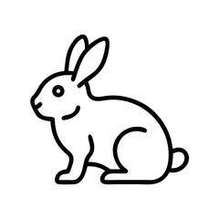 Rabbit icon in simple line art style on white background  