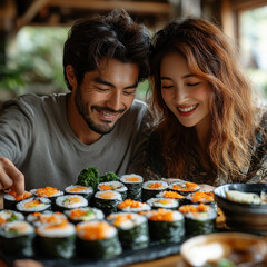 Couple enjoying sui sui meal together.