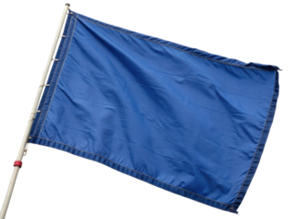 Vibrant blue flag flutters gracefully wind, symbolizing unity and peace. Its smooth fabric catches light beautifully, creating serene atmosphere
