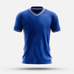 Blue casual cotton t-shirt, isolated on white, a versatile blank template for men's and women's fashion wear