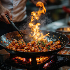 Person cooking on stove.