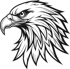 Obraz premium Eagle head vector illustration isolated on white background showing detailed feathers and beak symbolizing freedom and wildlife