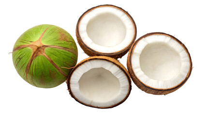 coconut halves in various states of freshness. isolated on white background 57470207 1
