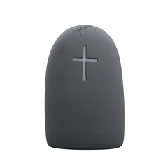 Fototapeta premium Cracked gray stone tombstone with engraved cross, ideal for memorial, spiritual, gothic, or religious-themed design projects evoking reverence and solemn expression