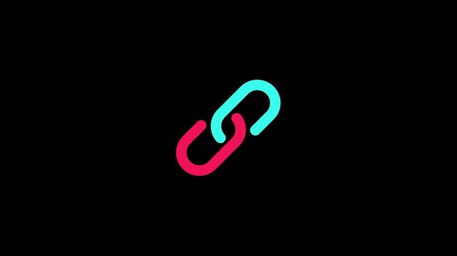 Link Building Animation &ndash; Backlink SEO Chain Icon in tiktok color. for use in SEO explainer videos, digital marketing projects, or tech presentations