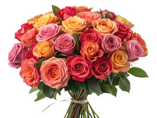 Naklejka premium Vibrant bouquet of roses showcases stunning array of colors and beauty, perfect for any occasion. rose flower symbolizes love and joy