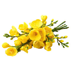 Vibrant Yellow Freesia Bouquet: A Close-Up of Delicate Spring Blooms