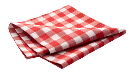 napkin red and white checkered cloth with gentle folds isolated on white background 27034696 1