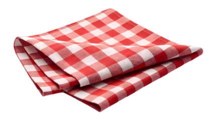 napkin red and white checkered cloth with gentle folds isolated on white background 27034696 1
