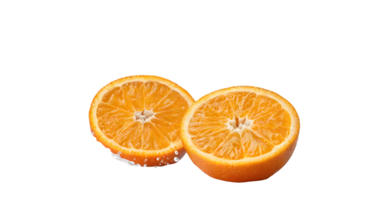 orange halves splashing two juicy orange halves surrounded by a dynamic splash of water creating a refreshing and vibrant image isolated on white background 18728447 1