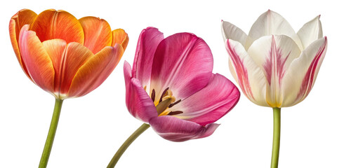 Beautiful tulips in vibrant colors showcase elegance of nature, each flower radiating charm and grace