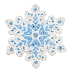 Intricate Blue and White Snowflake Design: A Festive Winter Ornament