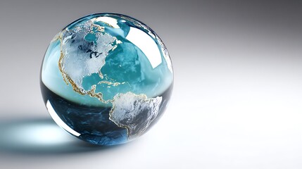 Fototapeta premium Viewing Globe Showing Continents and Oceans on a Gray Background