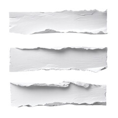 Three Torn Pieces of White Paper  Ready for Your Text or Message