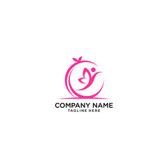 abstract woman vector logo design refreshing body with butterfly wings	
