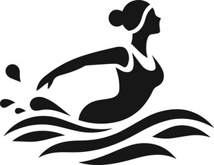 Swimming racing sport vector illustration, women swimming logo