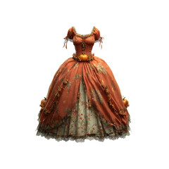 Fototapeta premium Autumnal Elegance Exquisite Orange and Cream Floral Ball Gown