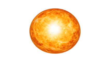 sun bright orb on white background emits a powerful white center diffusing into yellow and then a warm orange perimeter resembling a light reflection for artistic use isolated on white back 99553516 1