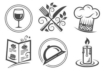 Restaurant and dining icons for culinary establishments