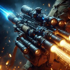 Nova Grenade Launcher Shouldermounted launcher firing projectile