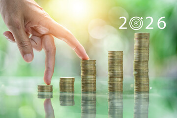 Ideas for saving money from income. Savings goals for the year 2026. Idea of ​​saving money for friends to pay taxes next year.