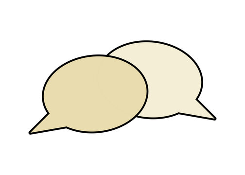 Beige double speech bubble icon with transparent background. Hand drawn style communication symbol for chat UI, stickers, or message overlays