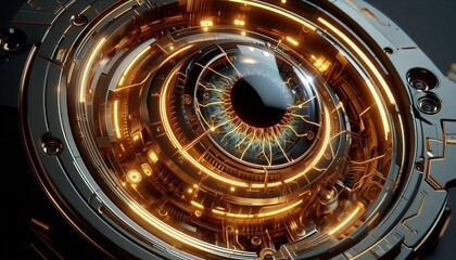 Obraz premium Kintsugi Cybernetic Eye Advanced optical implant featuring a hig
